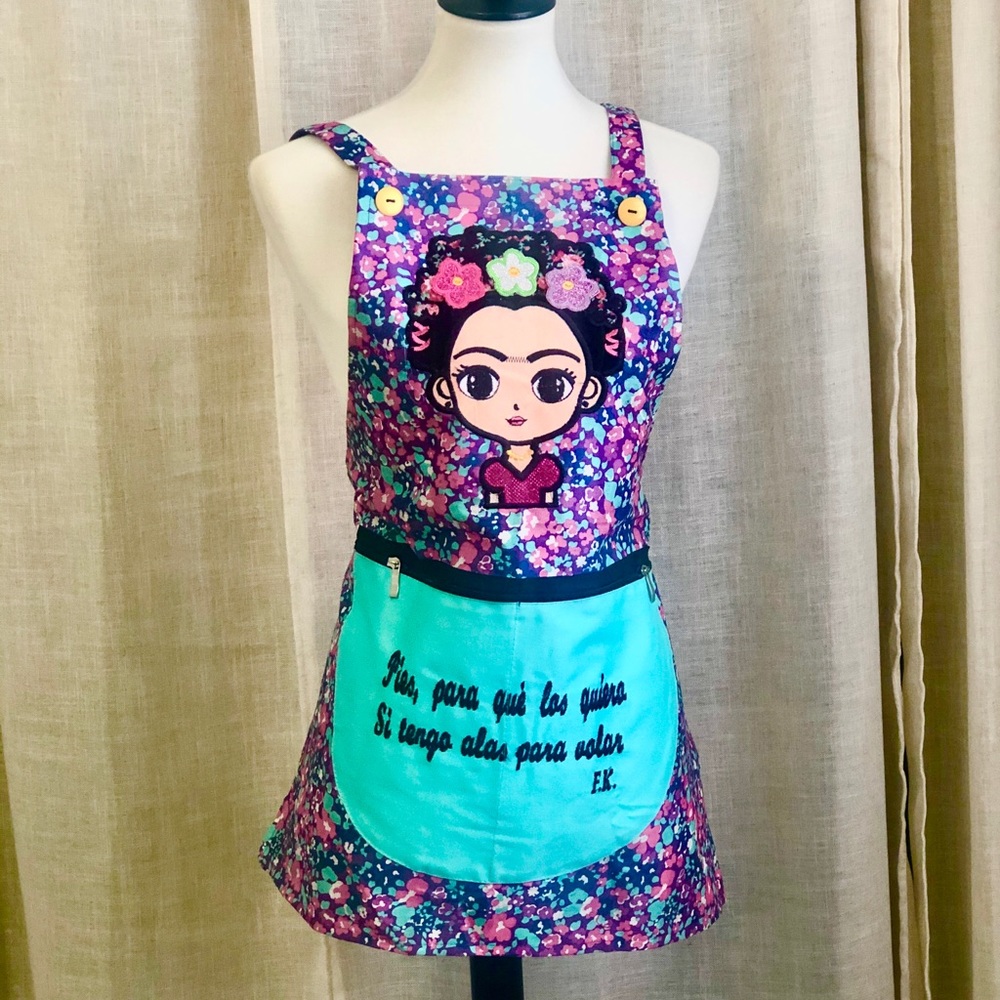Frida kahlo mexican embroidered apron handmade